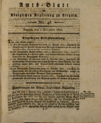 Amts-Blatt der Preußischen Regierung zu Liegnitz Samstag 1. Dezember 1821