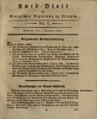 Amts-Blatt der Preußischen Regierung zu Liegnitz Samstag 9. Februar 1822