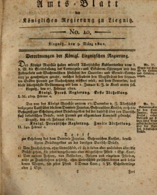 Amts-Blatt der Preußischen Regierung zu Liegnitz Samstag 9. März 1822