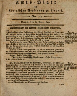 Amts-Blatt der Preußischen Regierung zu Liegnitz Samstag 30. März 1822