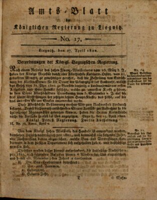 Amts-Blatt der Preußischen Regierung zu Liegnitz Samstag 27. April 1822