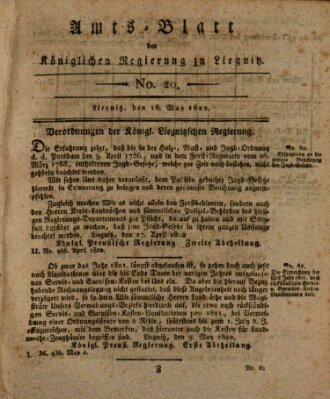 Amts-Blatt der Preußischen Regierung zu Liegnitz Samstag 18. Mai 1822