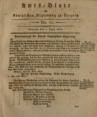 Amts-Blatt der Preußischen Regierung zu Liegnitz Samstag 1. Juni 1822