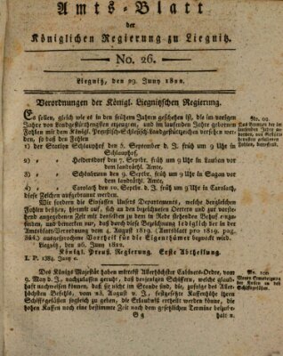 Amts-Blatt der Preußischen Regierung zu Liegnitz Samstag 29. Juni 1822