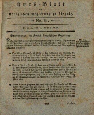 Amts-Blatt der Preußischen Regierung zu Liegnitz Samstag 3. August 1822