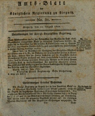 Amts-Blatt der Preußischen Regierung zu Liegnitz Samstag 10. August 1822