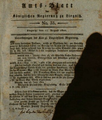 Amts-Blatt der Preußischen Regierung zu Liegnitz Samstag 17. August 1822