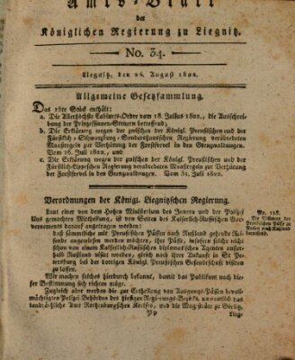 Amts-Blatt der Preußischen Regierung zu Liegnitz Samstag 24. August 1822