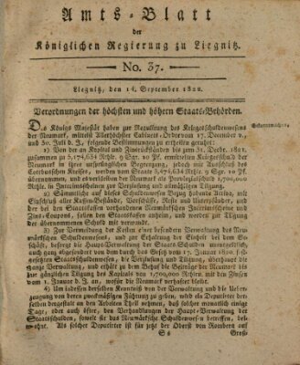 Amts-Blatt der Preußischen Regierung zu Liegnitz Samstag 14. September 1822