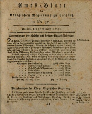 Amts-Blatt der Preußischen Regierung zu Liegnitz Samstag 23. November 1822