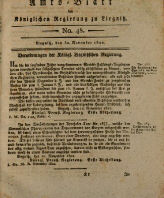 Amts-Blatt der Preußischen Regierung zu Liegnitz Samstag 30. November 1822