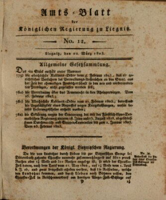 Amts-Blatt der Preußischen Regierung zu Liegnitz Samstag 22. März 1823