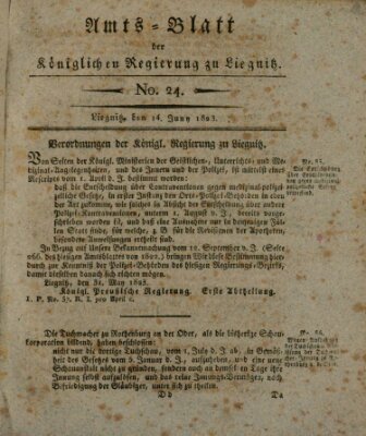 Amts-Blatt der Preußischen Regierung zu Liegnitz Samstag 14. Juni 1823