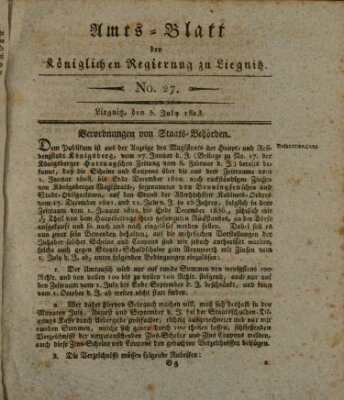 Amts-Blatt der Preußischen Regierung zu Liegnitz Samstag 5. Juli 1823