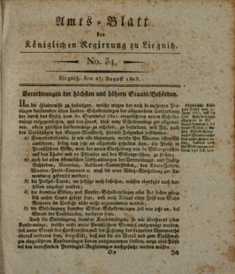 Amts-Blatt der Preußischen Regierung zu Liegnitz Samstag 23. August 1823