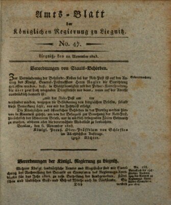 Amts-Blatt der Preußischen Regierung zu Liegnitz Samstag 22. November 1823