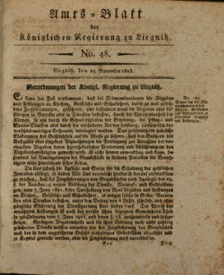 Amts-Blatt der Preußischen Regierung zu Liegnitz Samstag 29. November 1823