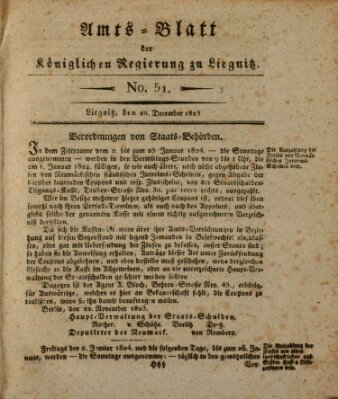 Amts-Blatt der Preußischen Regierung zu Liegnitz Samstag 20. Dezember 1823