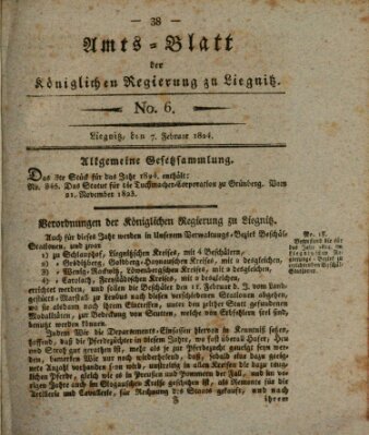 Amts-Blatt der Preußischen Regierung zu Liegnitz Samstag 7. Februar 1824