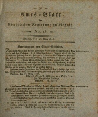 Amts-Blatt der Preußischen Regierung zu Liegnitz Samstag 27. März 1824