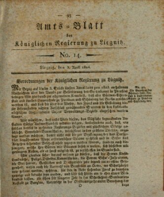 Amts-Blatt der Preußischen Regierung zu Liegnitz Samstag 3. April 1824