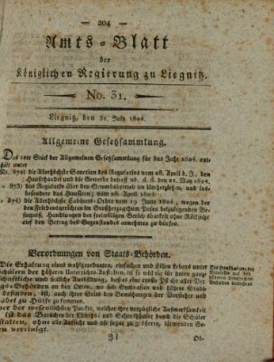 Amts-Blatt der Preußischen Regierung zu Liegnitz Samstag 31. Juli 1824