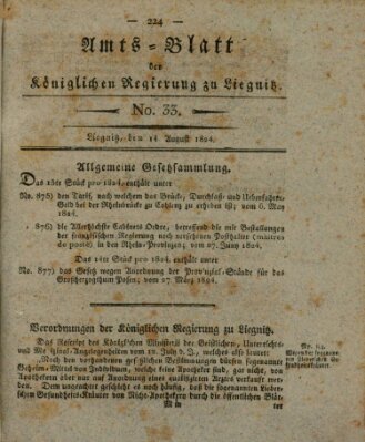 Amts-Blatt der Preußischen Regierung zu Liegnitz Samstag 14. August 1824