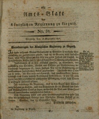 Amts-Blatt der Preußischen Regierung zu Liegnitz Samstag 18. September 1824