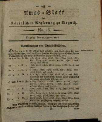 Amts-Blatt der Preußischen Regierung zu Liegnitz Samstag 23. Oktober 1824