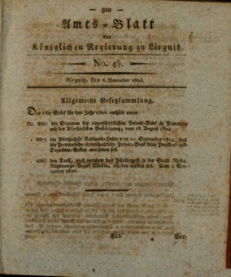 Amts-Blatt der Preußischen Regierung zu Liegnitz Samstag 6. November 1824