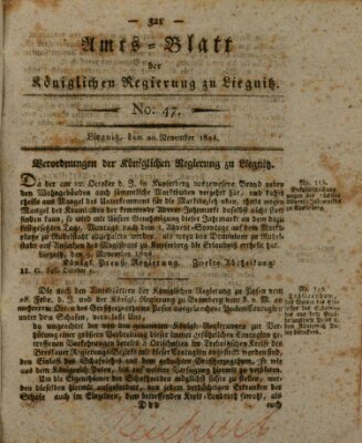 Amts-Blatt der Preußischen Regierung zu Liegnitz Samstag 20. November 1824