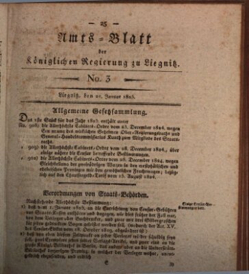 Amts-Blatt der Preußischen Regierung zu Liegnitz Samstag 22. Januar 1825