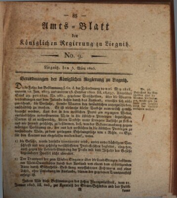 Amts-Blatt der Preußischen Regierung zu Liegnitz Samstag 5. März 1825