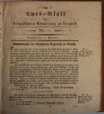 Amts-Blatt der Preußischen Regierung zu Liegnitz Samstag 19. März 1825