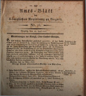 Amts-Blatt der Preußischen Regierung zu Liegnitz Samstag 23. April 1825