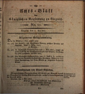 Amts-Blatt der Preußischen Regierung zu Liegnitz Samstag 21. Mai 1825