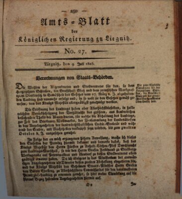 Amts-Blatt der Preußischen Regierung zu Liegnitz Samstag 9. Juli 1825