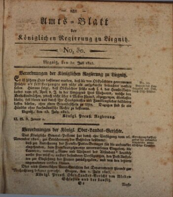 Amts-Blatt der Preußischen Regierung zu Liegnitz Samstag 30. Juli 1825