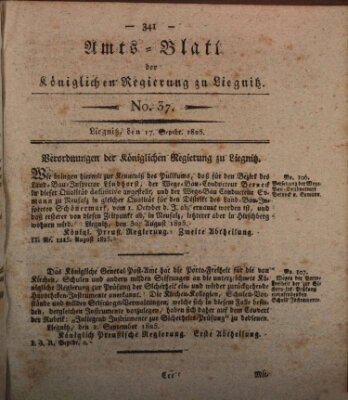 Amts-Blatt der Preußischen Regierung zu Liegnitz Samstag 17. September 1825