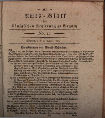 Amts-Blatt der Preußischen Regierung zu Liegnitz Samstag 29. Oktober 1825