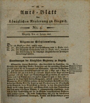 Amts-Blatt der Preußischen Regierung zu Liegnitz Samstag 28. Januar 1826