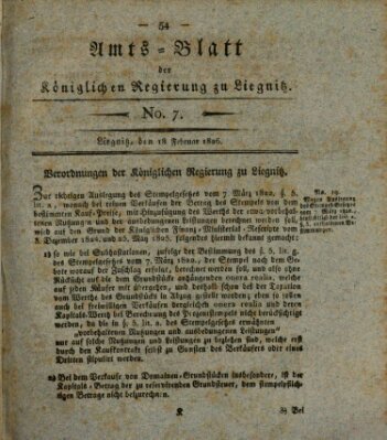 Amts-Blatt der Preußischen Regierung zu Liegnitz Samstag 18. Februar 1826