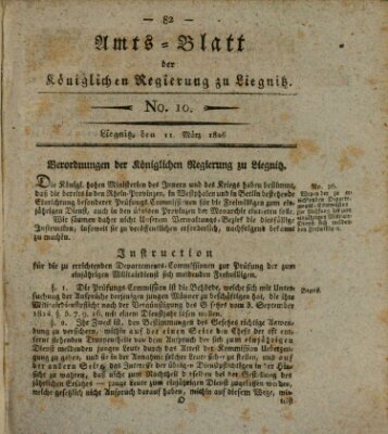 Amts-Blatt der Preußischen Regierung zu Liegnitz Samstag 11. März 1826