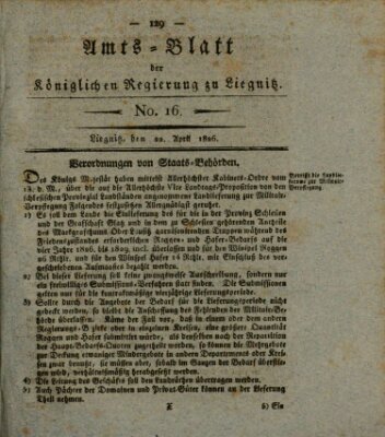 Amts-Blatt der Preußischen Regierung zu Liegnitz Samstag 22. April 1826