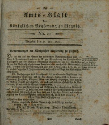 Amts-Blatt der Preußischen Regierung zu Liegnitz Samstag 27. Mai 1826