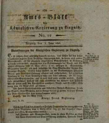 Amts-Blatt der Preußischen Regierung zu Liegnitz Samstag 3. Juni 1826