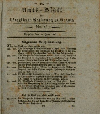 Amts-Blatt der Preußischen Regierung zu Liegnitz Samstag 10. Juni 1826