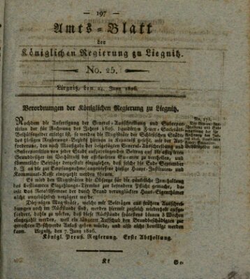 Amts-Blatt der Preußischen Regierung zu Liegnitz Samstag 24. Juni 1826