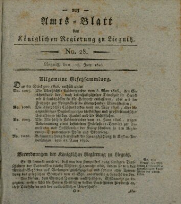 Amts-Blatt der Preußischen Regierung zu Liegnitz Samstag 15. Juli 1826