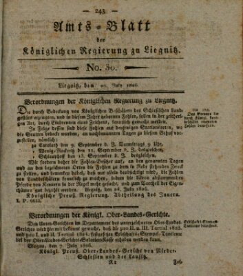 Amts-Blatt der Preußischen Regierung zu Liegnitz Samstag 29. Juli 1826